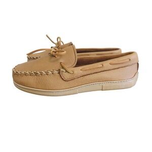 Minnetonka‎ Moccasin Mens 8.5W Natural Moose Leather Casual Boat Shoes